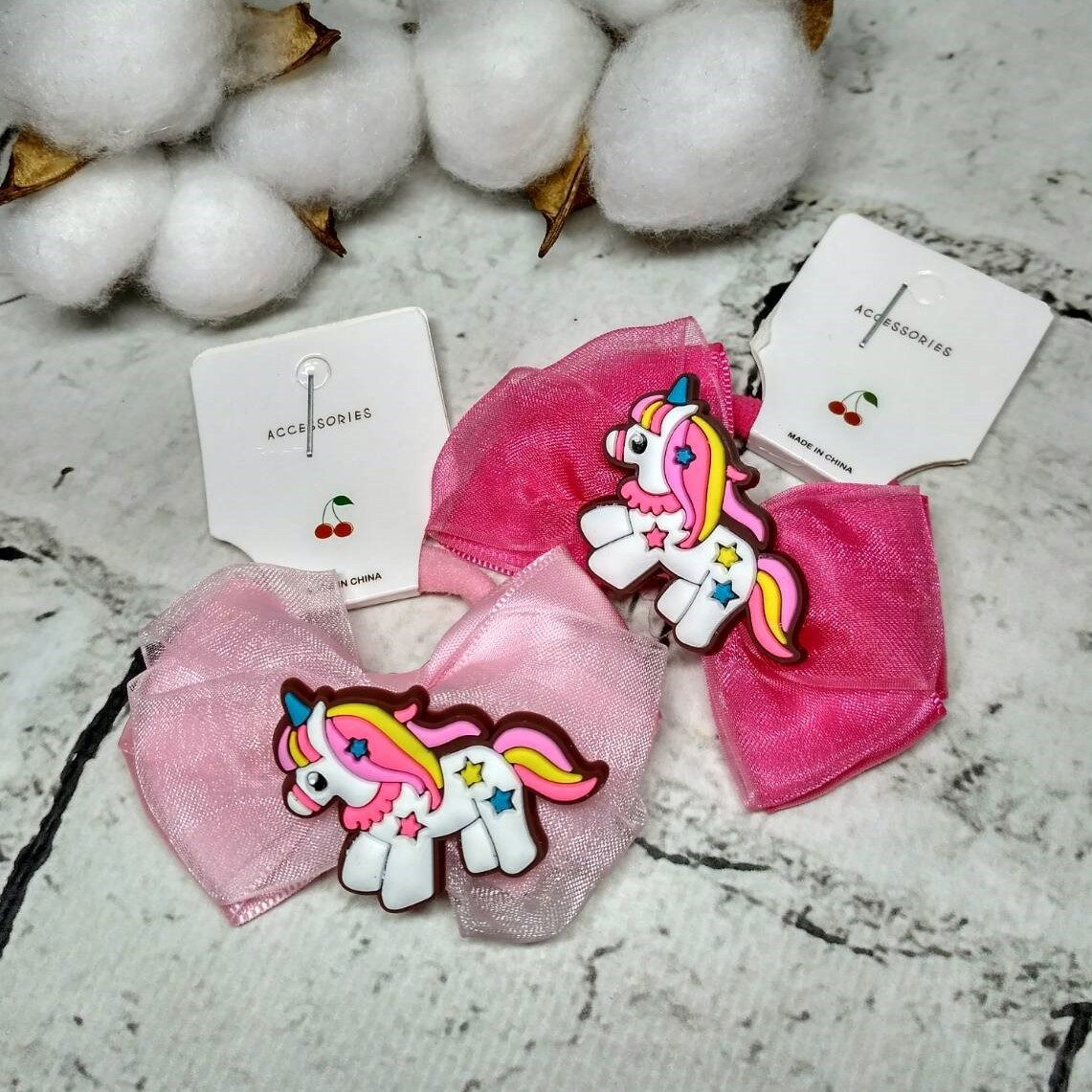 Резинки для волосся дитячі Бантики Єдинороги CA-1232-1
