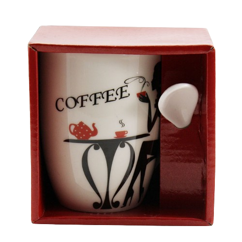 Чашка Coffee 330мл конус порцеляна з ложкою (подарункова уп) A-45-1S Interos, фото 1