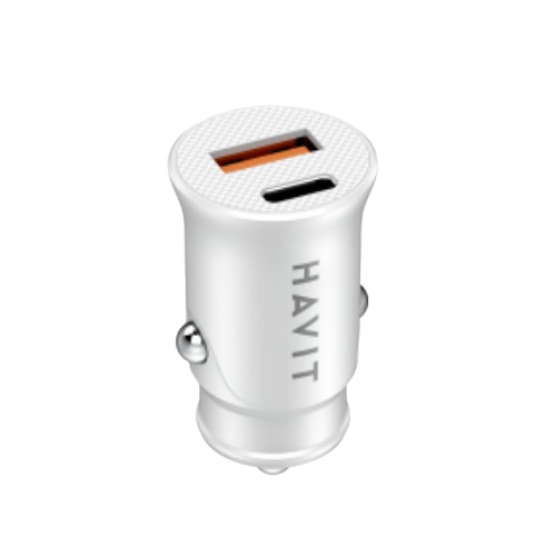Автомобільний зарядний пристрій Havit HV-CC2022 USB+Type-C 20W білий, фото 1