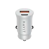 Автомобільний зарядний пристрій Havit HV-CC2022 USB+Type-C 20W білий, фото 2