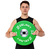 Бамперні диски (млинці) для кросфіту кольорові 1 шт х 10 кг Zelart TA-7798-10 52 мм, фото 5