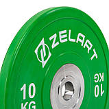 Бамперні диски (млинці) для кросфіту кольорові 1 шт х 10 кг Zelart TA-7798-10 52 мм, фото 4
