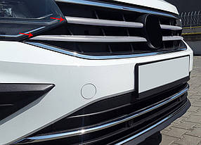 Накладки на решітку 2020-2025 (4 шт. нерж) OmsaLine - Італійська нержавійка для Volkswagen Tiguan рр