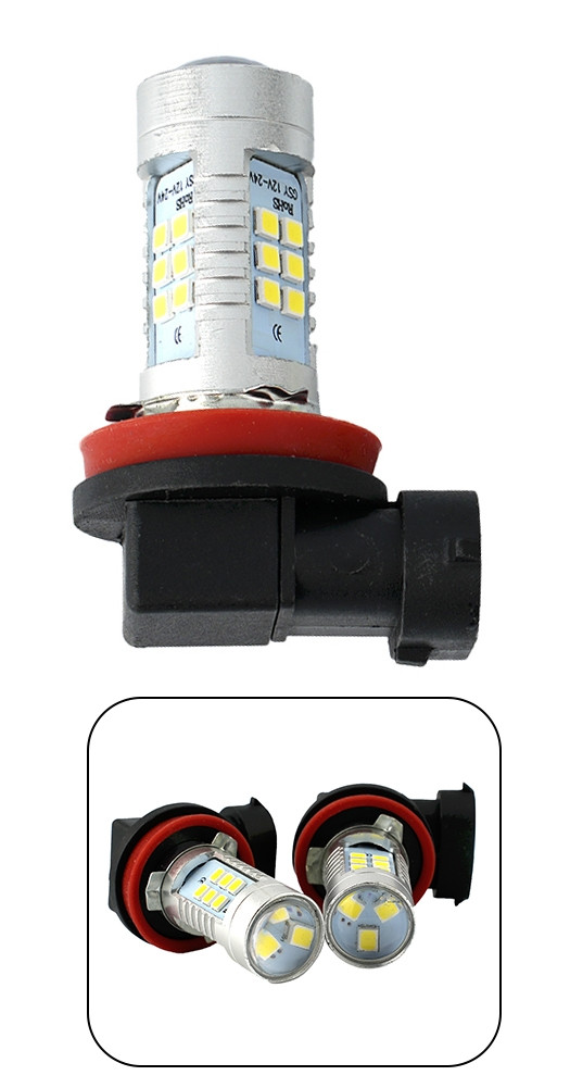 Світлодіодна лампа H11 LED H8 з лінзою протитуманка LED 21 SMD 2835 СІВ 12-24 V