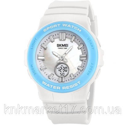 Чоловічий кварцовий цифровий годинник Skmei 2125WT White, фото 1