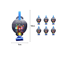 Язычки гудки тематические с карточкой Among us Амонг Ас 6 штук Голубой