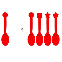 Ложки пластиковые фигурные 15 см 5 шт Красный
