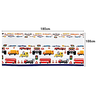 Скатерть праздничная тематическая Транспорт машинки 180х108 см
