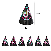 Колпаки праздничные 20 см Тик Ток 5 шт Черный
