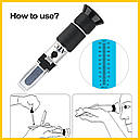 Рефрактометр RHB 0 - 50 ATC(HT1150) (0-50% Brix) . Для визначення вмісту сахарози у вині, соках, сиропах, фото 4