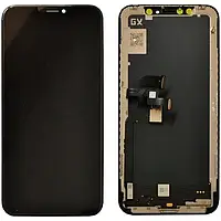 Дисплей для iPhone X, модуль в сборе (экран и сенсор), с рамкой, черный, OLED (GX OEM hard)