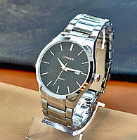 Мужские классические кварцевые стрелочные наручные часы Curren 8106 Silver Black