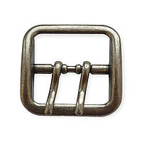 Пряжка для мужского ремня, на 2 язычка, для портупеи, 45 мм , металлическая, цвет матовый никель