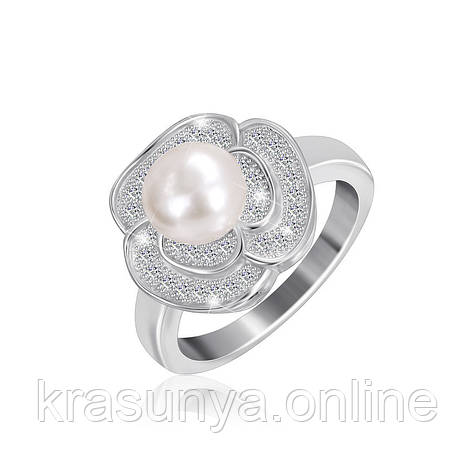 Серебряное кольцо с жемчугом КК2ФЖ/418 - 17,5, фото 1