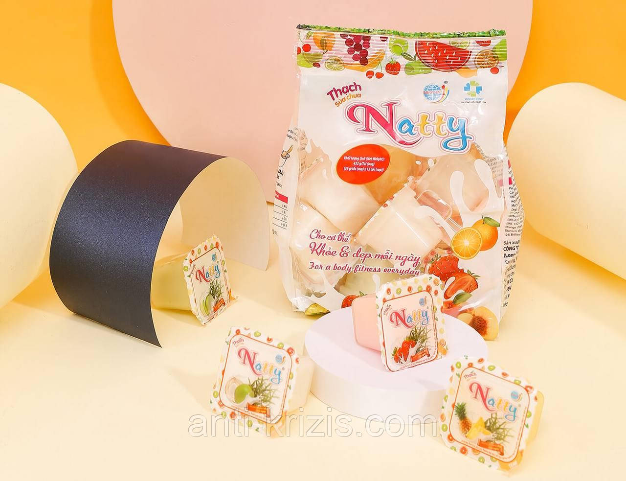 Фрукти в желе з йогуртом NATTY 1кг (В'єтнам), ВЕЛИКА ПАЧКА!, фото 1