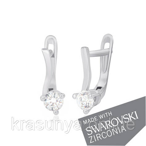 Срібні сережки з цирконієм SWAROWSKI ZIRCONIA С2С/091А, фото 1