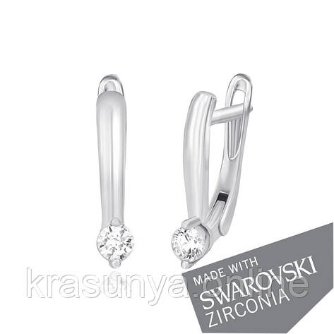 Срібні сережки з цирконієм SWAROWSKI ZIRCONIA С2С/209, фото 1