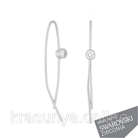 Срібні сережки з цирконієм SWAROWSKI ZIRCONIA С2С/407, фото 1