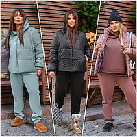Женский теплый спортивный костюм тройка с курткой размер: 48-50, 52-54, 56-58, 60-62