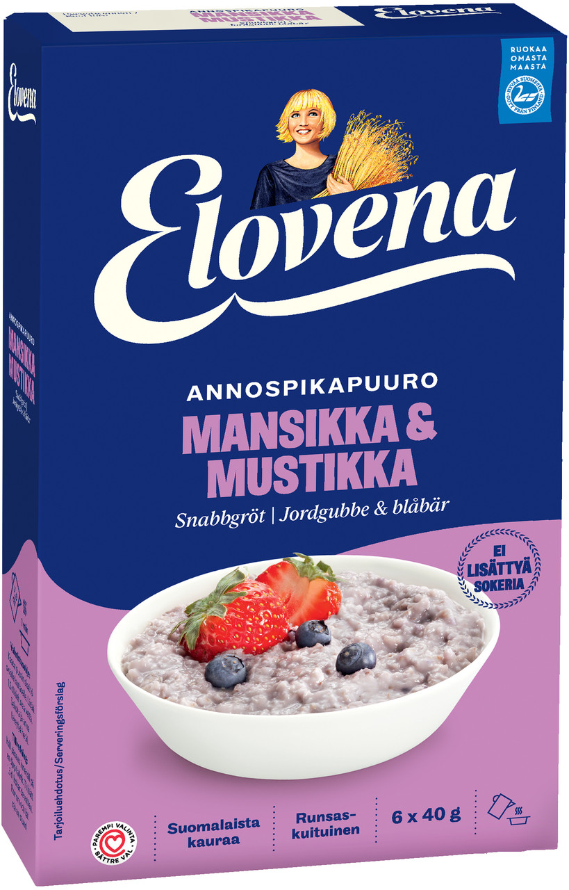 Вівсяна каша ELOVENA полуниця та чорниця 240г, (9шт/ящ)