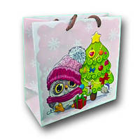 Новорічний паперовий пакет розмір 16х16х8 NGЧ-011 12 шт/уп. пакет під подарунки новорічна упаковка