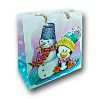 Паперові пакети Новий Рік подарункові 16х16х8 NGЧ-017 12 шт/уп. новорічна упаковка