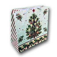 Пакет паперовий новорічний 16х16х8 NGЧ-020 12шт/уп. пакет під подарунки новорічна упаковка