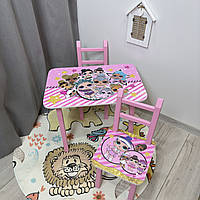 Столик 2 стільчика 1-5 рочків Лол, столик та стільчик дитячий, столик для малювання, столик для дівчинкик дитячий для дівчинки
