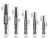 Набір гвинтових екстракторів з шестигранним хвостовиком, 5 шт., фото 3