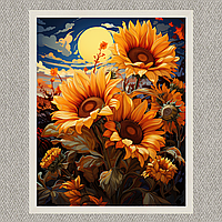 Интерьерная картина-постер на стену Пейзаж с подсолнухами 30*20 Оригами OP 5305 Маленькая