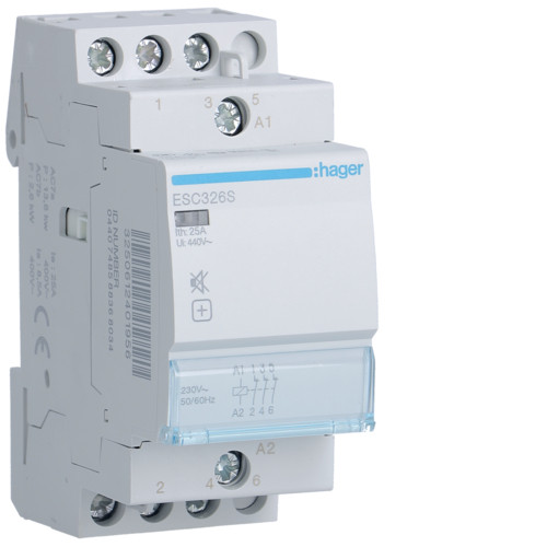 Контактор безшумний Hager ESC326S 25A 230В 3НЗ
