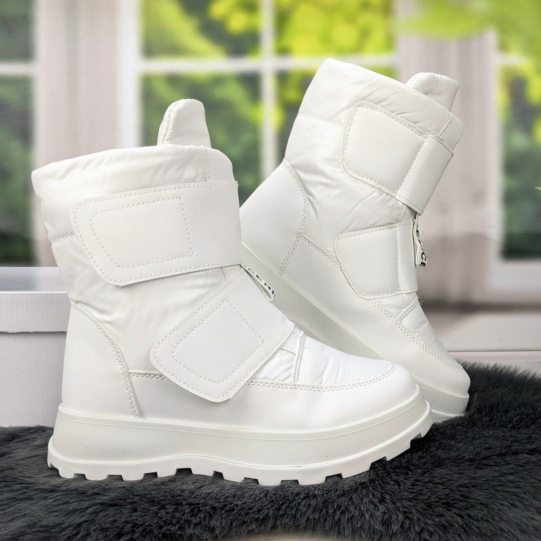 Черевики дутики жіночі на хутрі білі 4331, фото 1