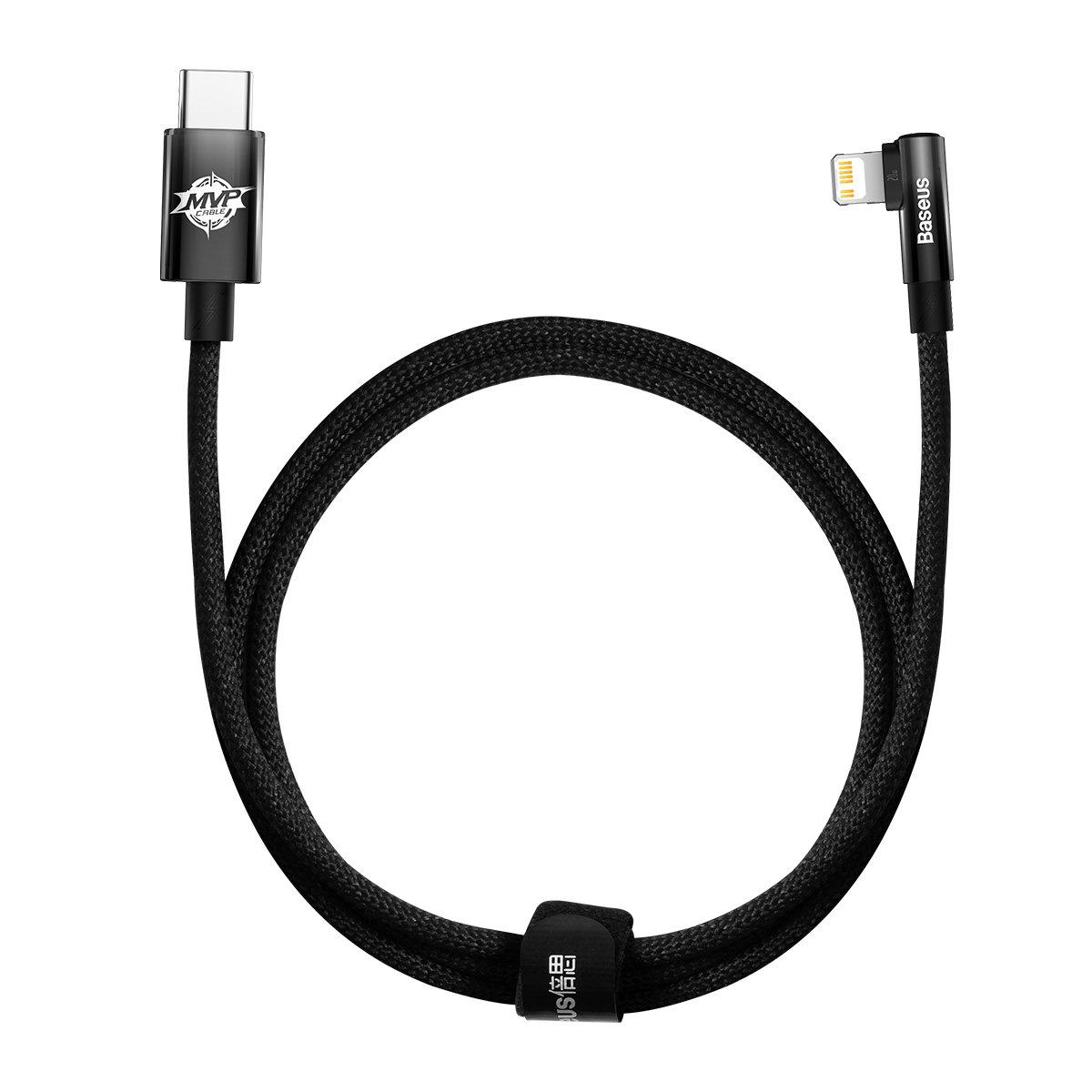 Кабель зарядний Lightning Baseus Type-C to Lightning MVP кутовий 20 W 1 м Black (CAVP000201)