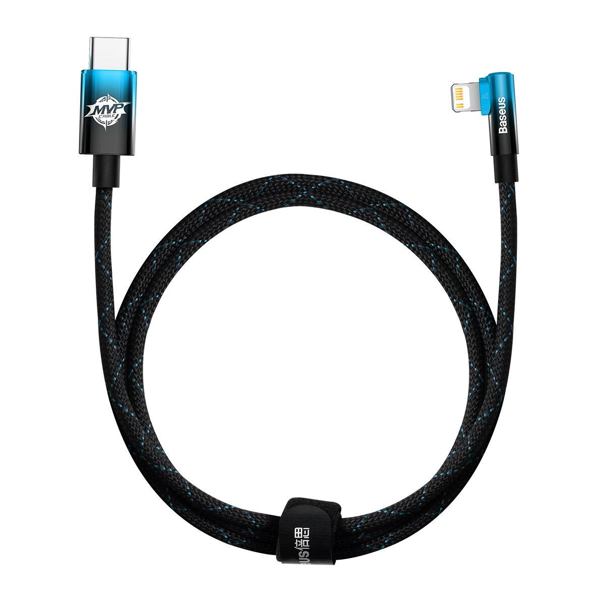 Кабель зарядний Lightning Baseus Type-C to Lightning MVP кутовий 20 W 1 м Black/Blue (CAVP000221)