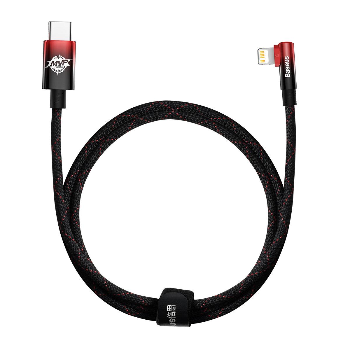 Кабель зарядний Lightning Baseus Type-C to Lightning MVP кутовий 20 W 1 м Black/Red (CAVP000220)