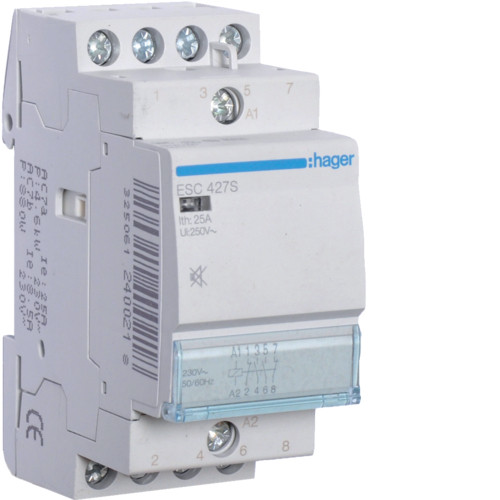 Контактор безшумний Hager ESC427S 25A 230В 2НВ+2НЗ