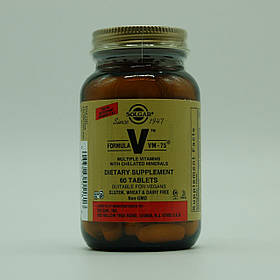 Мультивітаміни та хелатні мінерали, Formula V, VM-75, Solgar, 60 таблеток