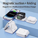 Бездротова магнітна зарядна станція 3 в 1 MagSafe із швидкою зарядкою для iPhone Apple Watch AirPods складана мультизарядка, фото 2