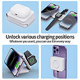 Бездротова магнітна зарядна станція 3 в 1 MagSafe із швидкою зарядкою для iPhone Apple Watch AirPods складана мультизарядка, фото 5