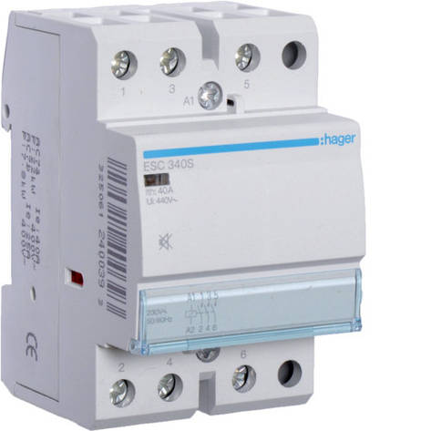 Контактор безшумний Hager ESC340S 40A 230В 3НВ, фото 1
