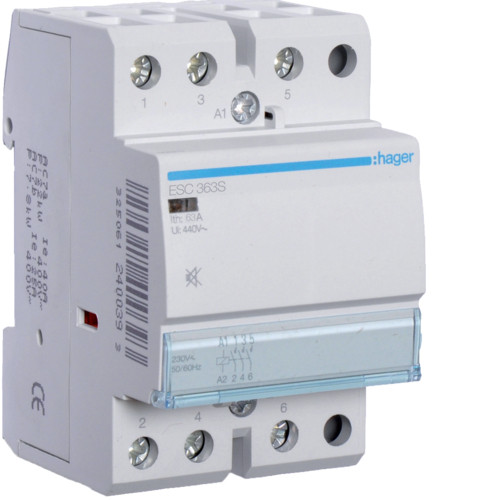 Контактор безшумний Hager ESC363S 63A 230В 3НВ