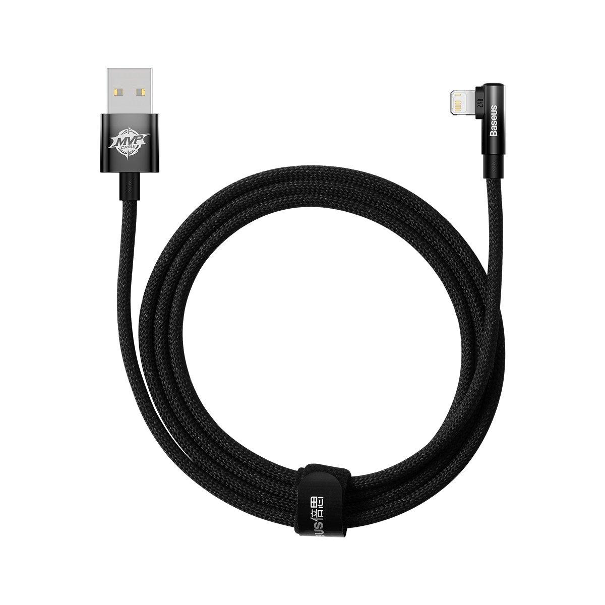 Кабель зарядний Baseus USB — Lightning MVP 2 кутовий 2.4 А 2 м Black (CAVP000101), фото 1