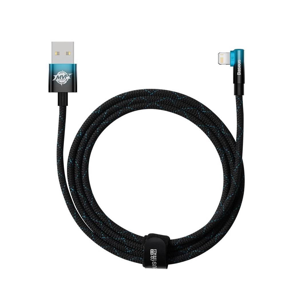 Кабель зарядний Baseus USB — Lightning MVP 2 кутовий 2.4 А 2 м Black/Blue (CAVP000121)