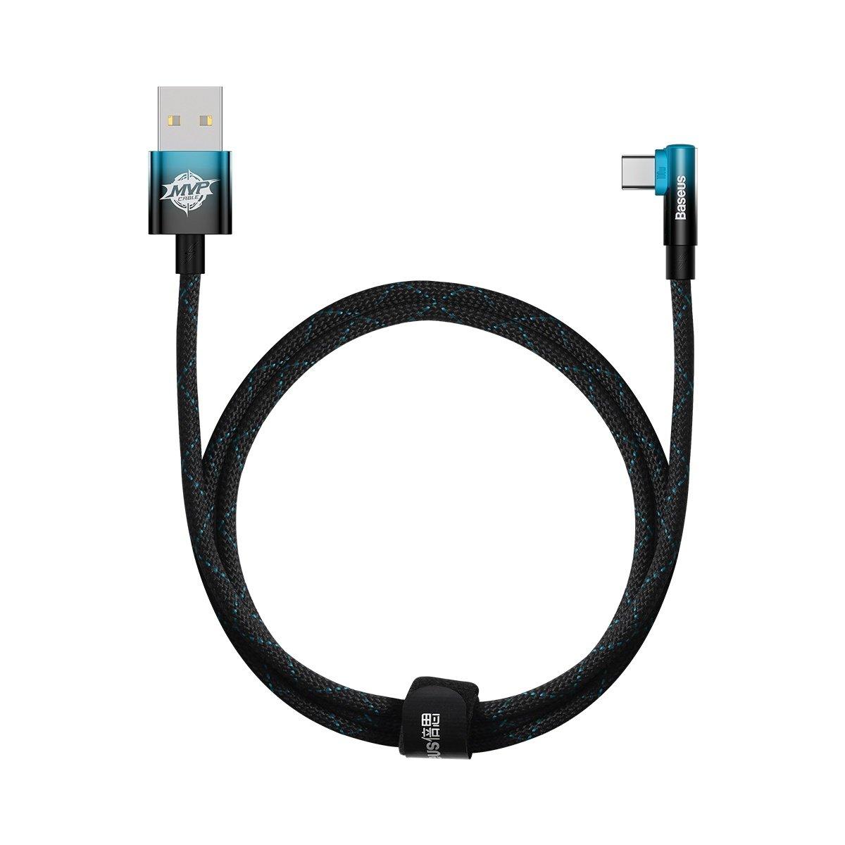 Кабель зарядний Baseus USB Type A — USB Type C MVP 2 кутовий 100 W 5 А 1 м Black/Blue (CAVP000421)