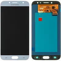 Дисплей для Samsung Galaxy J7 J730 (2017), модуль в сборе (экран и сенсор), OLED Серебристо - Голубой