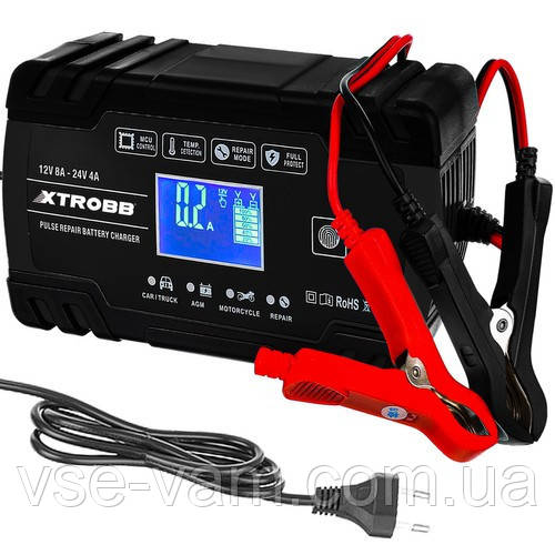 Зарядний пристрій XTROBB 12 V 8 A — 24 V 4 A сумісно зі олив'яно-кислотними та гелієвими АКБ 22463