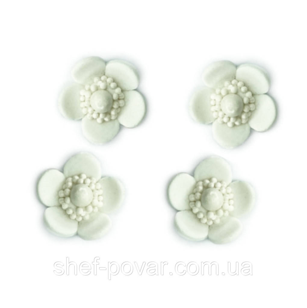 Весняні квіти "Білі" кондитерський декор ТМ «Дібрик» в пакованні 80 штук