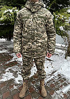 Комплект бушлат + штани піксель на флісі. Чоловічий зимовий костюм піксель