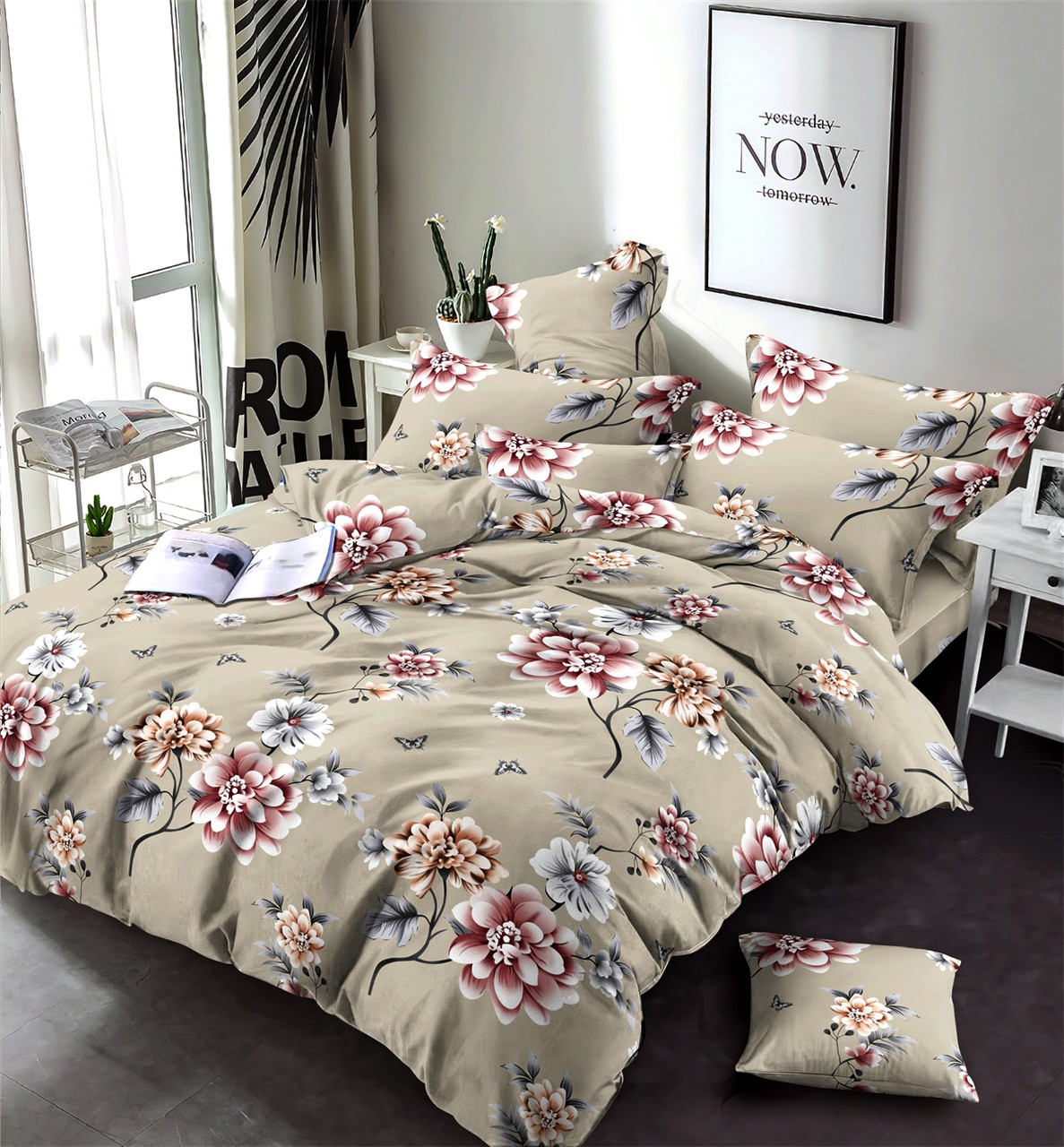 Набір постільної білизни Бязь Голд Люкс №бл448 Євро 220х240 на кнопках, фото 1