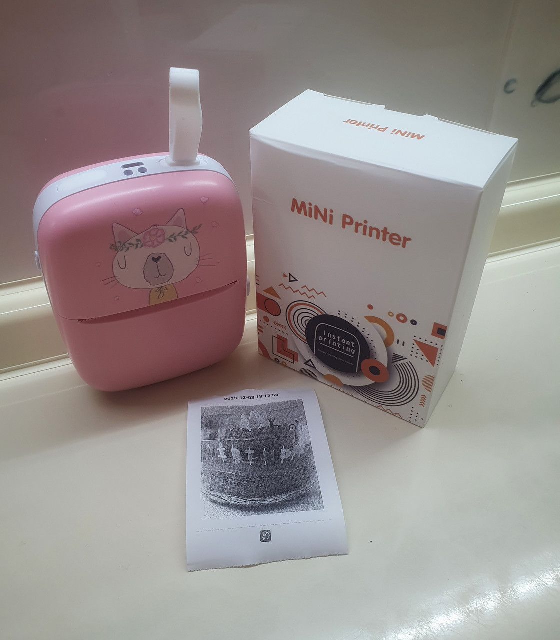 Термопринтер портативний котик рожевий, фото 1